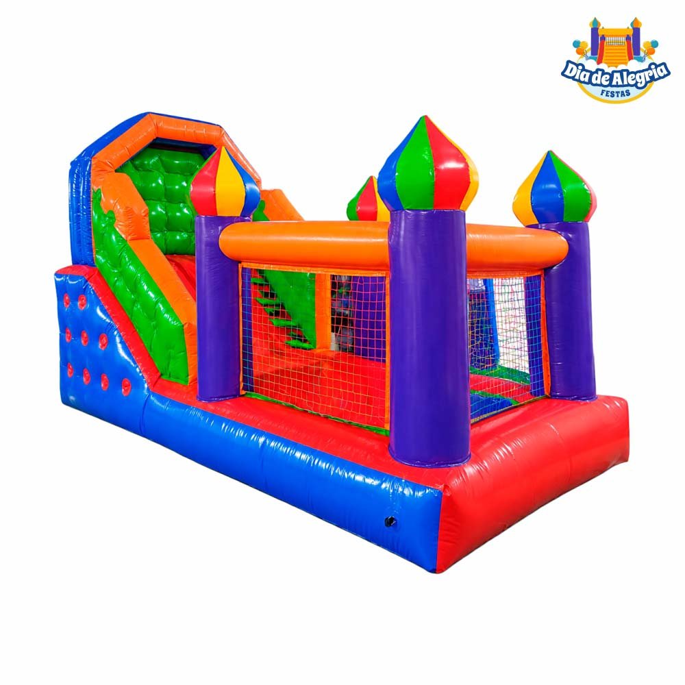 Tobogã com Piscina de Bolinhas 2 em 1 - Dia de Alegria Festas - Aluguel de Brinquedos - Palhoça - São José - Florianópolis - 001